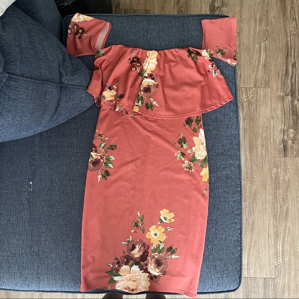 Floral strapless dress